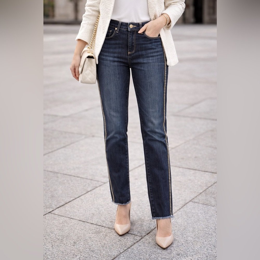 PAIGE Dark Blue Straight Leg‎ Jeans